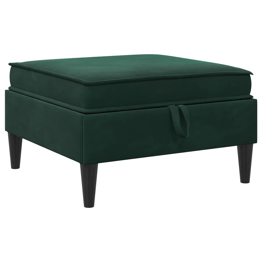 Pouf avec Rangement Vert foncé Velours - 2