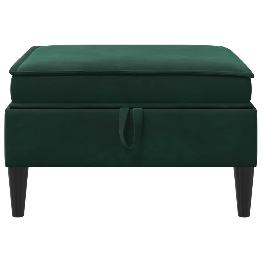 Pouf avec Rangement Vert foncé Velours - 4