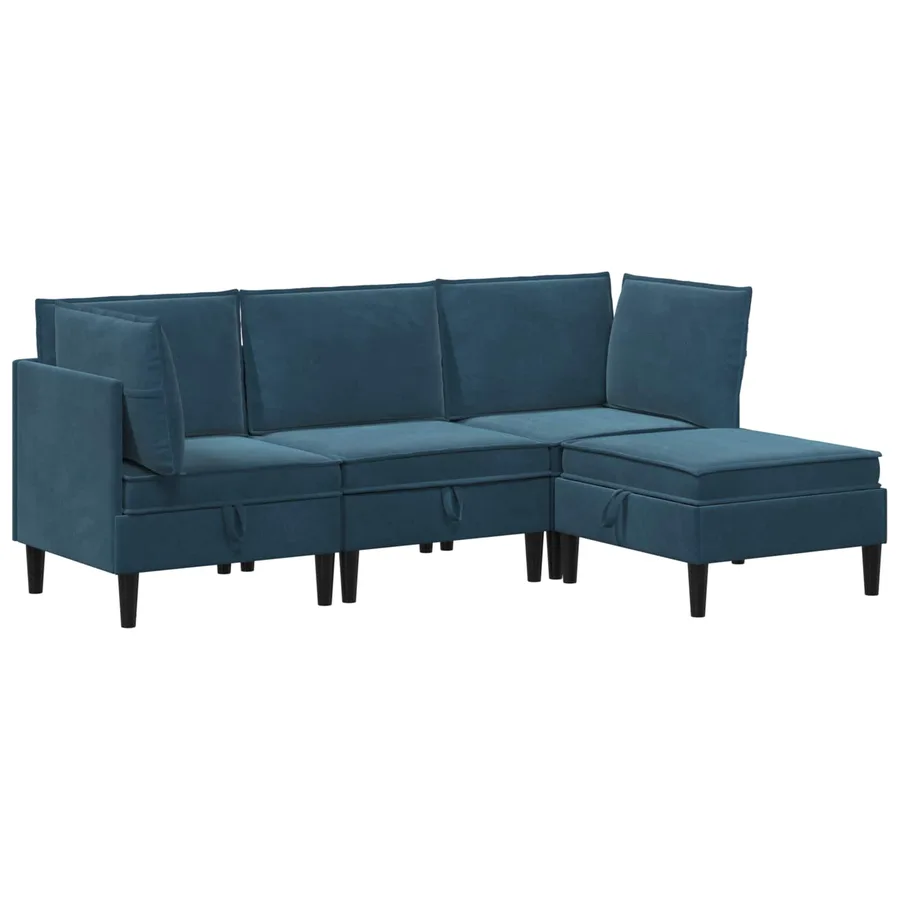 Ensemble de meubles pour le salon 4 pcs Bleu Velours - 2