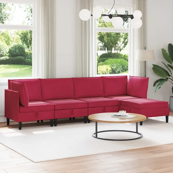 Ensemble de meubles pour le salon 5 pcs Bordeaux Velours