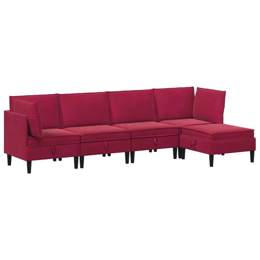Ensemble de meubles pour le salon 5 pcs Bordeaux Velours - 2