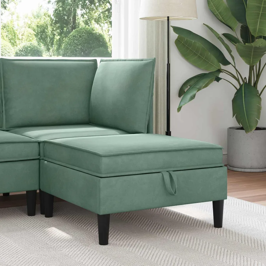 Pouf avec Rangement Vert Mer Velours