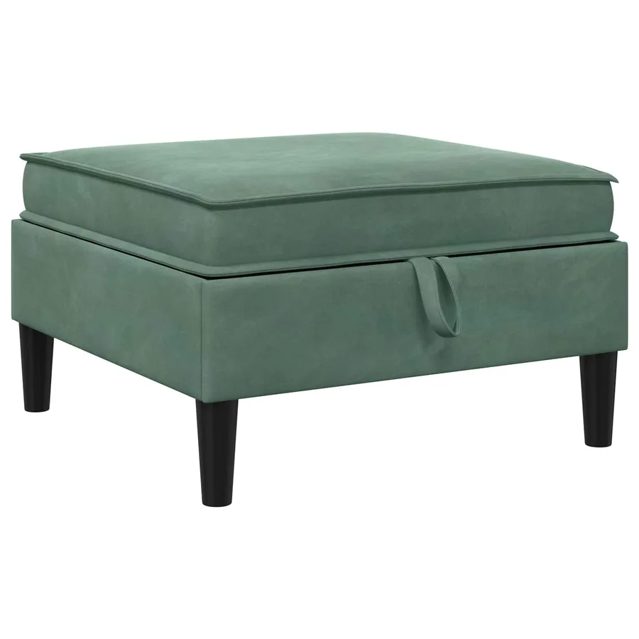 Pouf avec Rangement Vert Mer Velours - 2