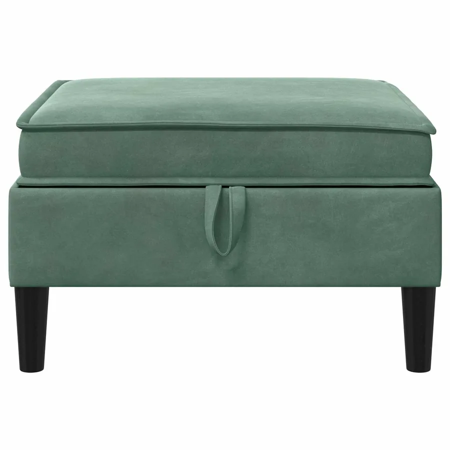 Pouf avec Rangement Vert Mer Velours - 4