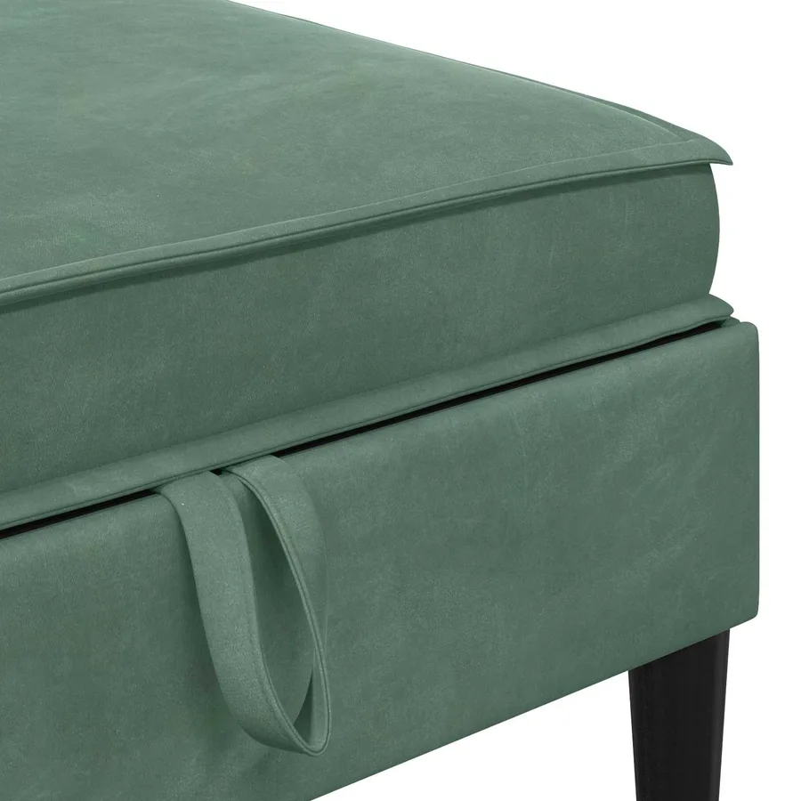 Pouf avec Rangement Vert Mer Velours - 7