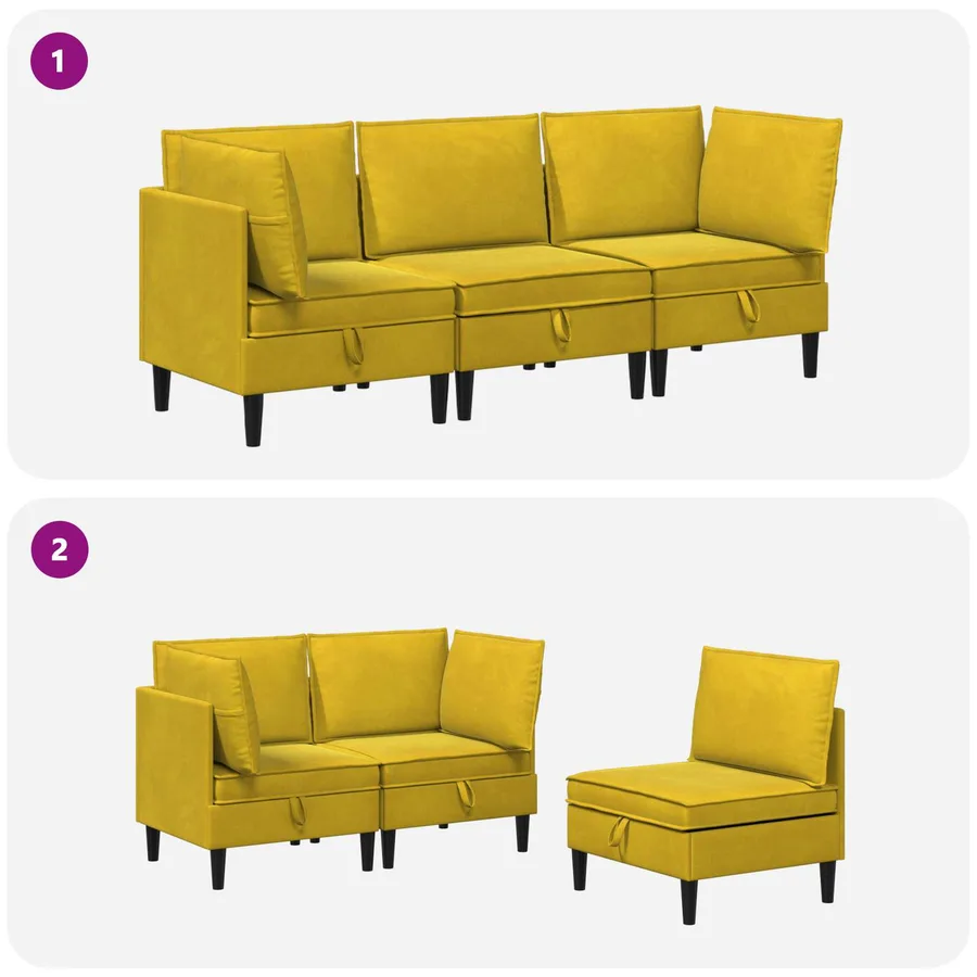 Ensemble de meubles pour le salon 3 pcs Jaune Velours - 10