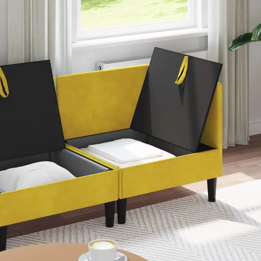 Ensemble de meubles pour le salon 3 pcs Jaune Velours - 3