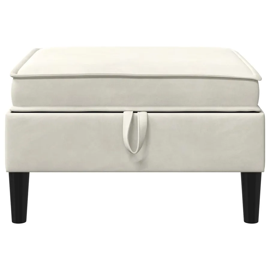 Pouf avec Rangement Crème Velours - 4