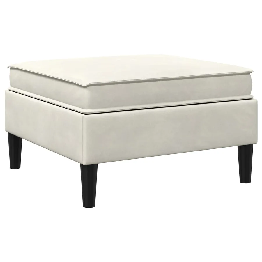 Pouf avec Rangement Crème Velours - 6