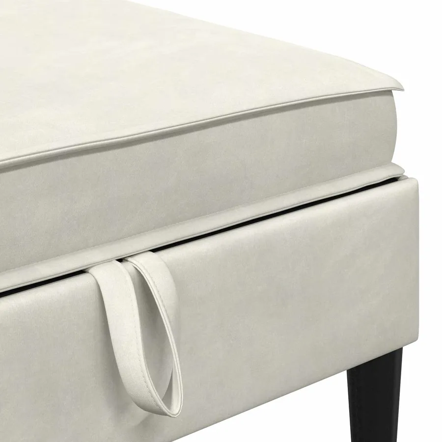 Pouf avec Rangement Crème Velours - 7