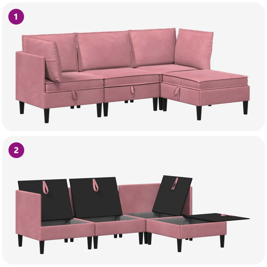 Ensemble de meubles pour le salon 4 pcs Rose Velours - 8