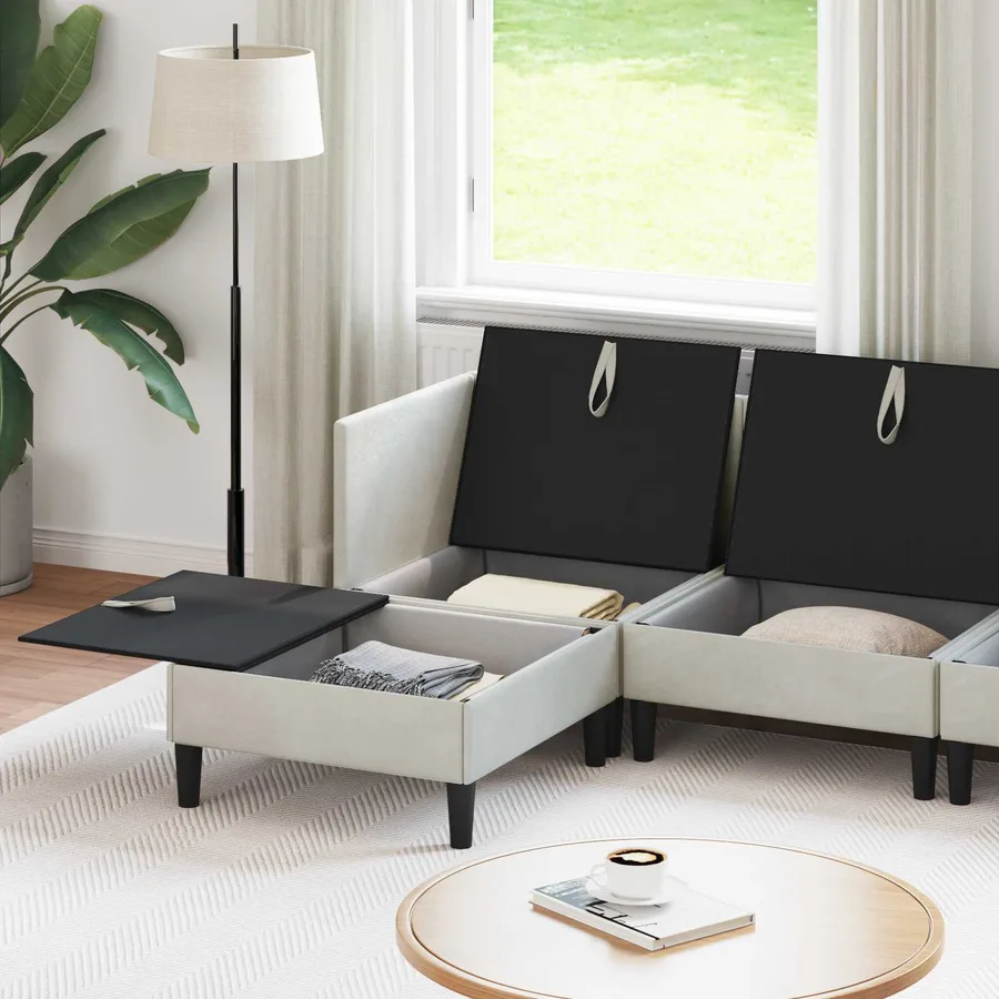 Ensemble de meubles pour le salon 5 pcs Crème Velours - 3