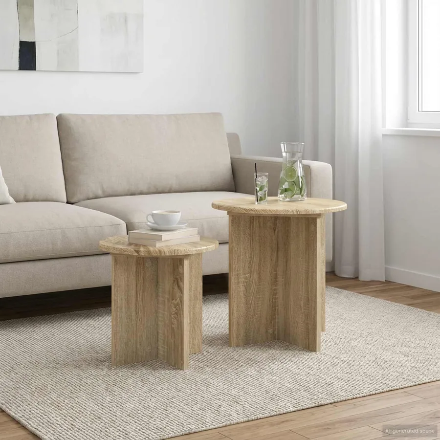 Ensemble de tables d'appoint avec stockage 2 pcs Chêne Sonoma