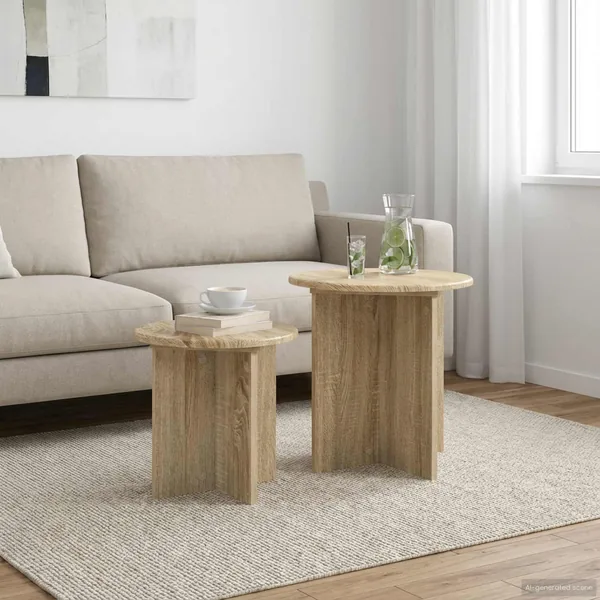 Ensemble de tables d'appoint avec stockage 2 pcs Chêne Sonoma