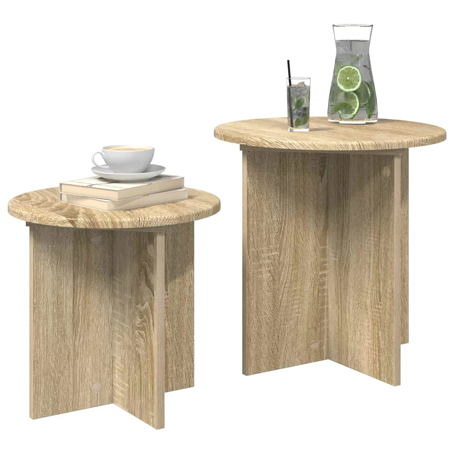 Ensemble de tables d'appoint avec stockage 2 pcs Chêne Sonoma - 3