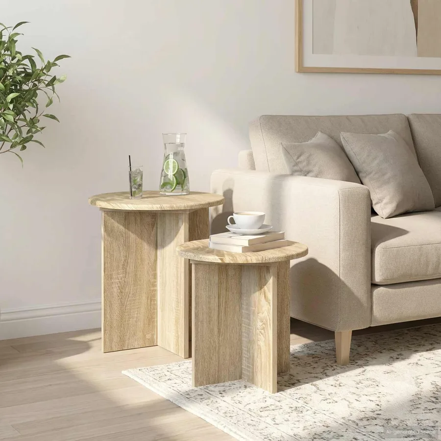 Ensemble de tables d'appoint avec stockage 2 pcs Chêne Sonoma - 4