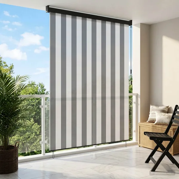 Store enrouleur Anthracite et blanc 80 x 250 cm