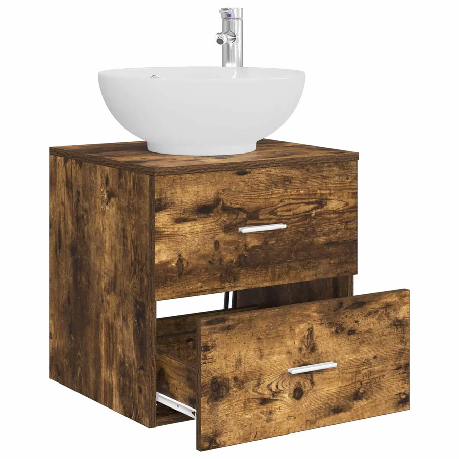 Vanité de lavabo mural Chêne fumé 49,5 x 44,5 x 66,5 cm - 3