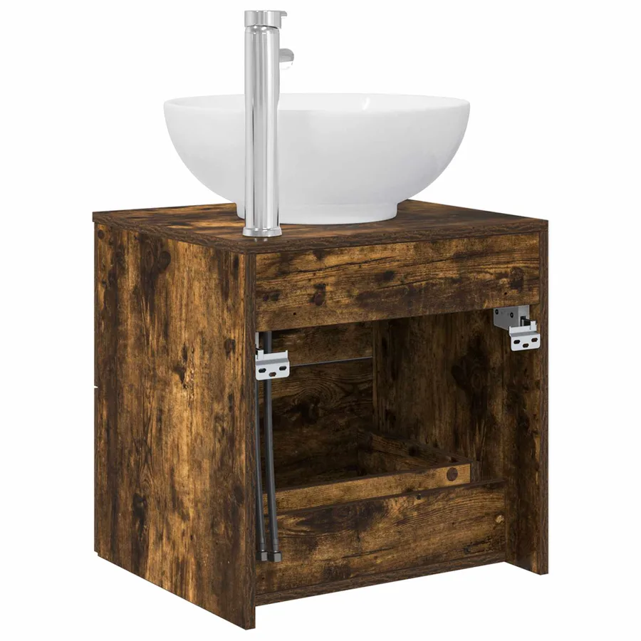 Vanité de lavabo mural Chêne fumé 49,5 x 44,5 x 66,5 cm - 5
