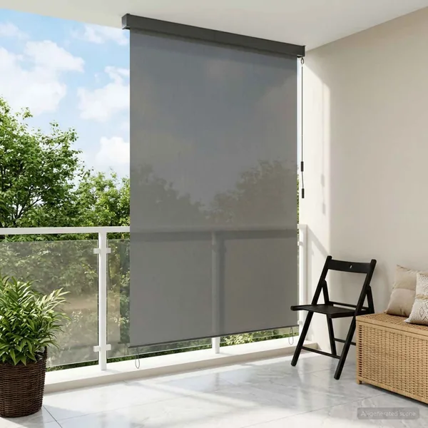 Store enrouleur Gris clair 140 x 250 cm Tissu et Aluminium