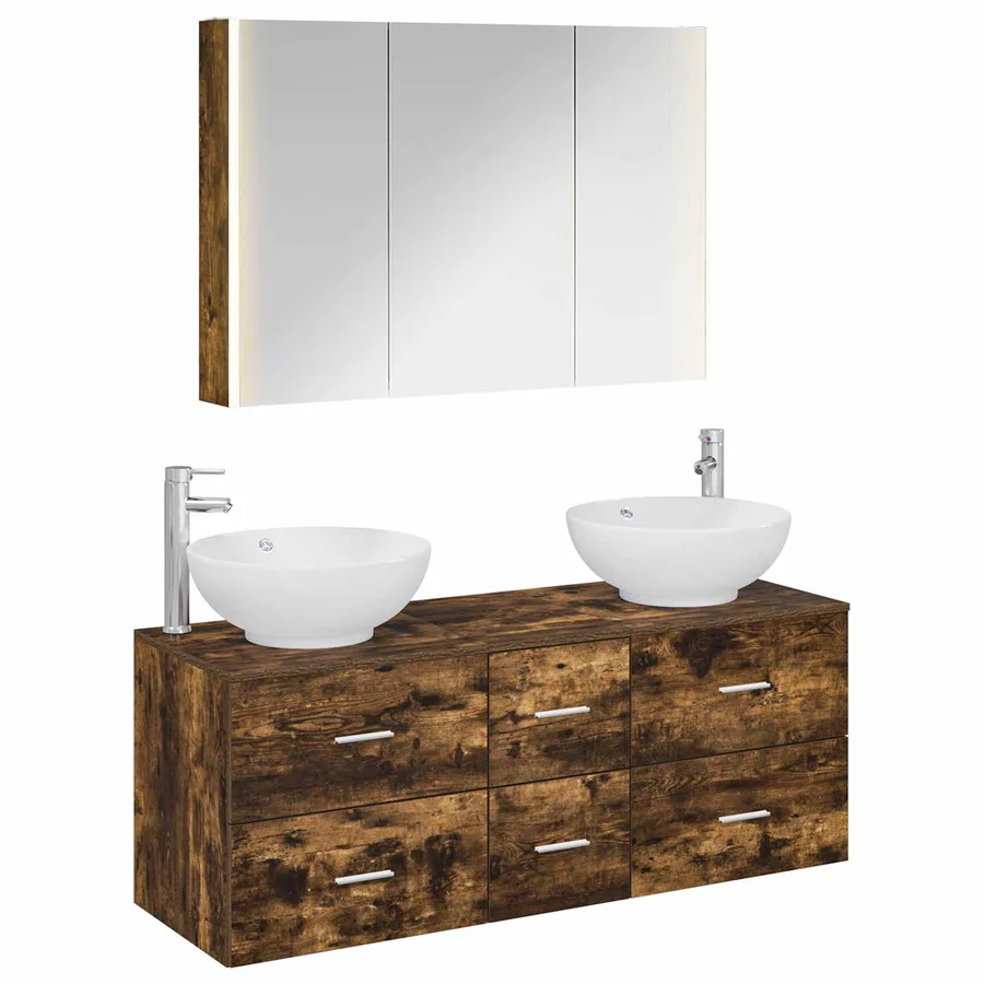 Ensemble de mobilier de salle de bain 4 pcs Chêne fumé - 2