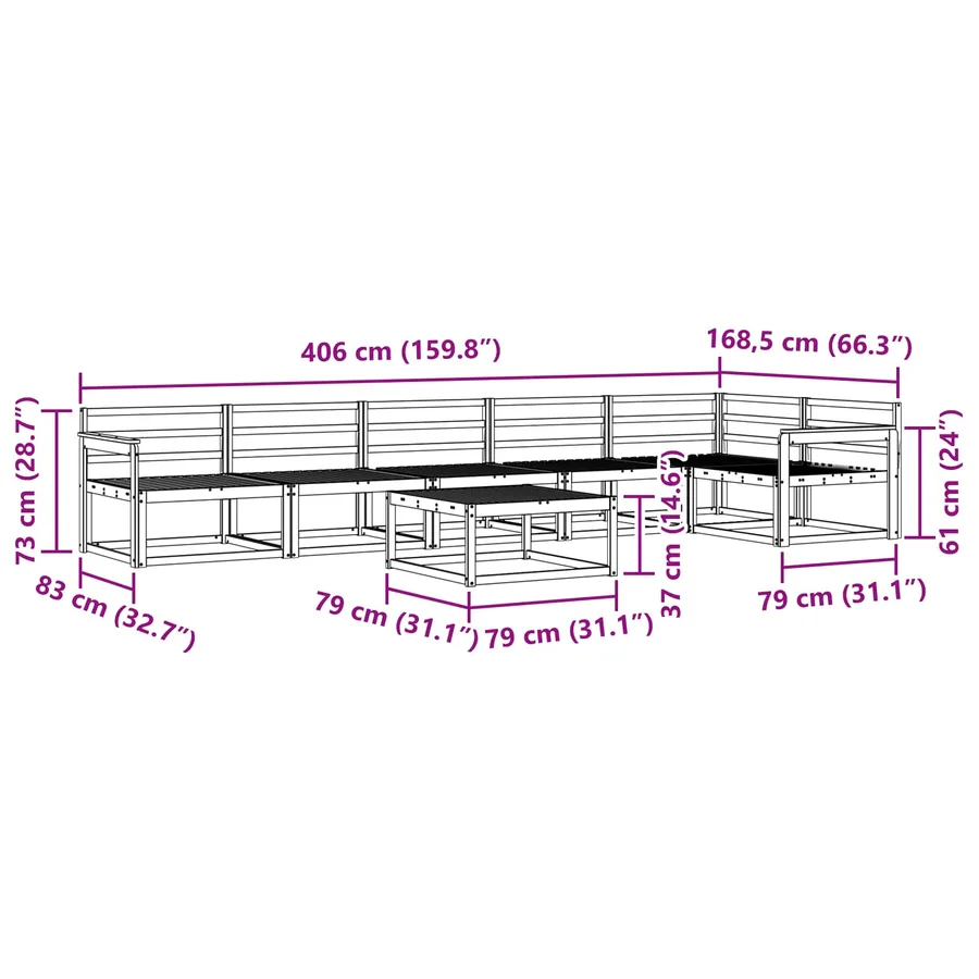 Ensemble de canapés d'extérieur 7 pcs Naturel - 10