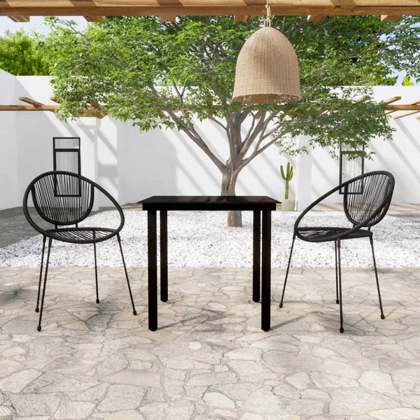 Ensemble à manger de jardin 3 pcs Noir