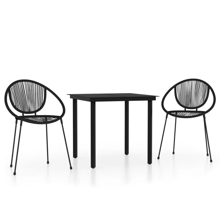 Ensemble à manger de jardin 3 pcs Noir - 2