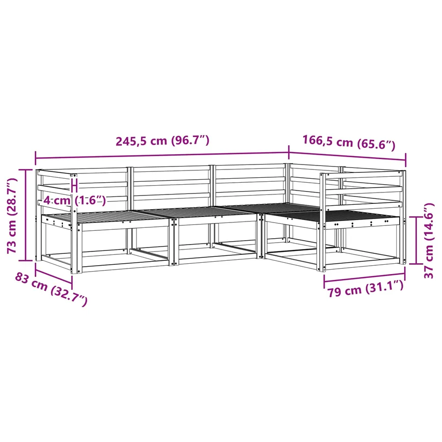 Ensemble de canapés d'extérieur 4 pcs Naturel - 7