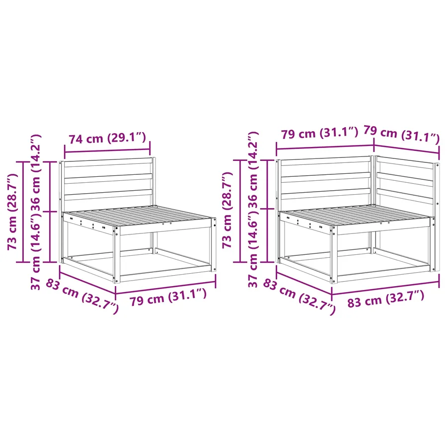Ensemble de canapés d'extérieur 6 pcs Naturel - 8