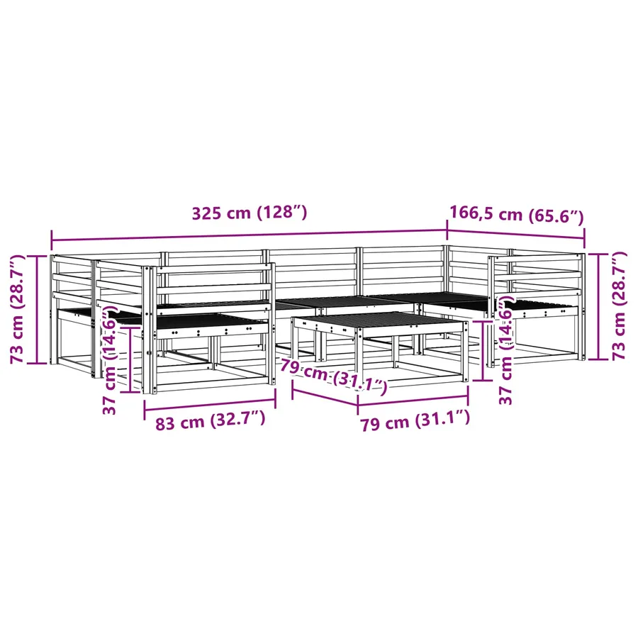 Ensemble de canapés d'extérieur 7 pcs Naturel - 8