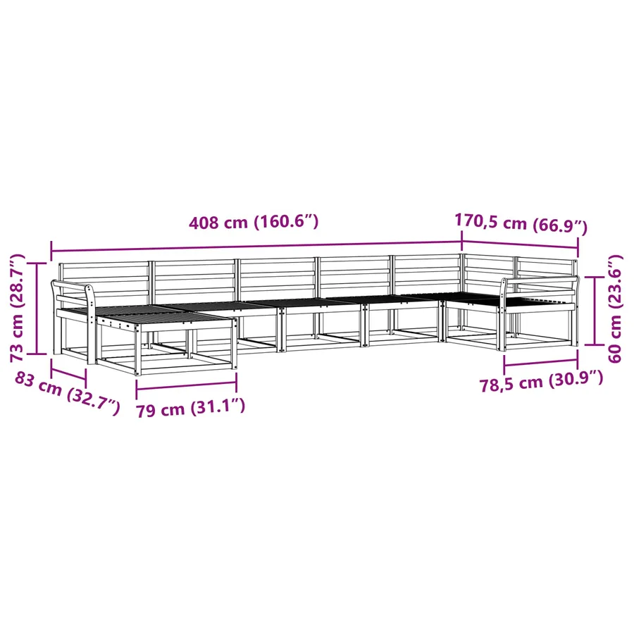 Ensemble de canapés d'extérieur 7 pcs Naturel - 8