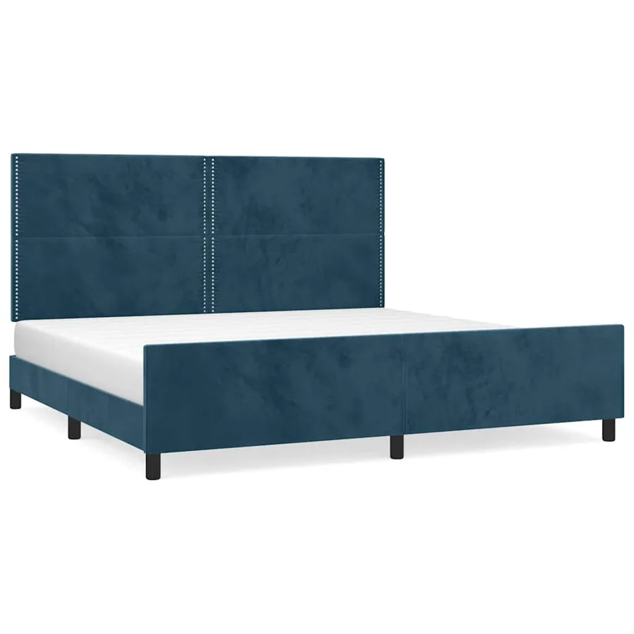 Cadre de lit sans matelas bleu foncé 200x200 cm velours - 2