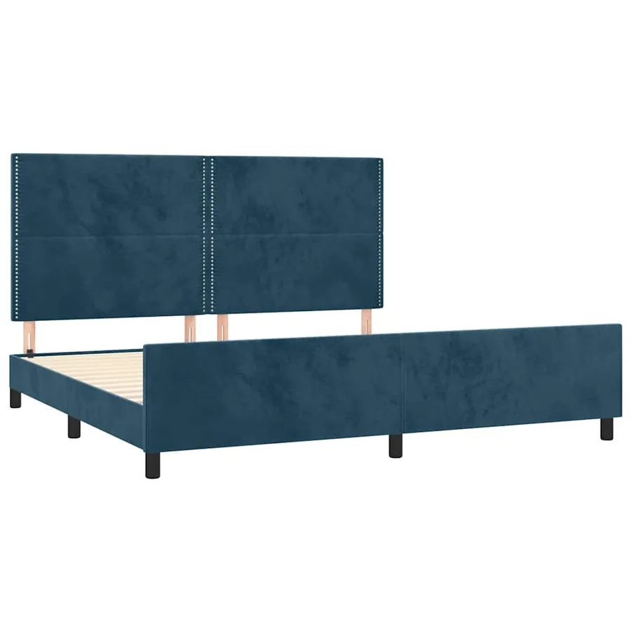 Cadre de lit sans matelas bleu foncé 200x200 cm velours - 4
