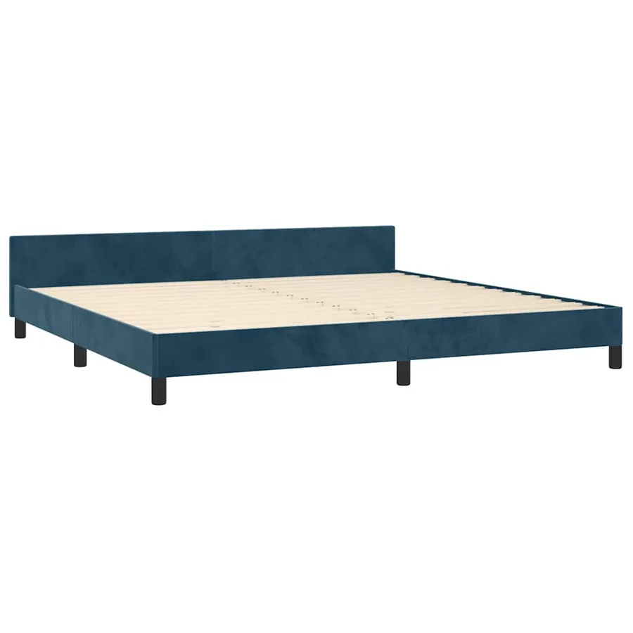 Cadre de lit sans matelas bleu foncé 200x200 cm velours - 5