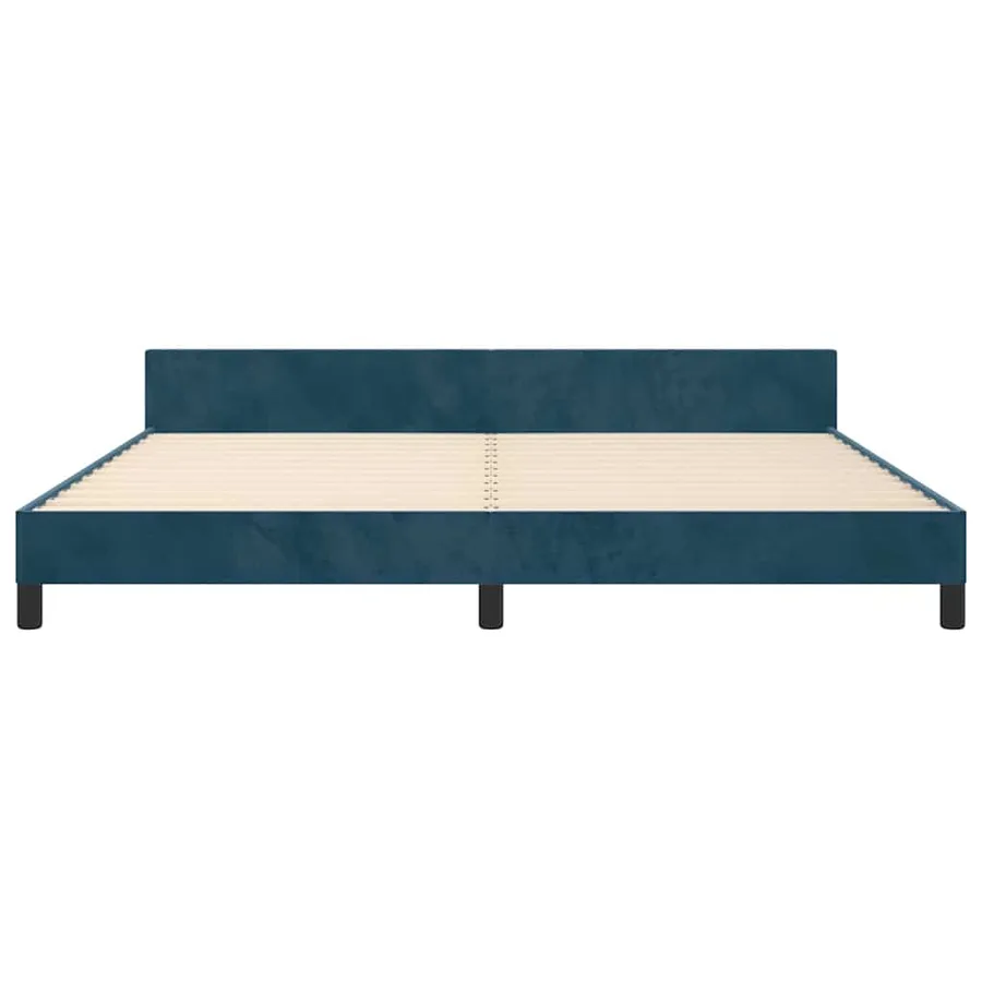 Cadre de lit sans matelas bleu foncé 200x200 cm velours - 6