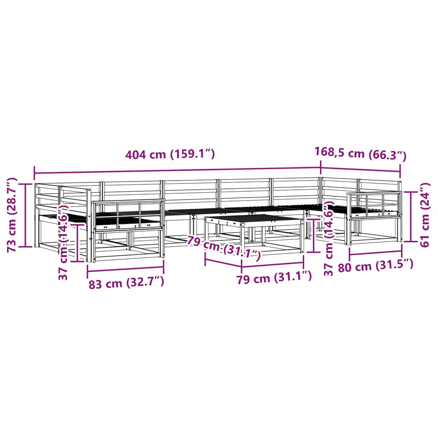 Ensemble de canapés d'extérieur 8 pcs Naturel - 8