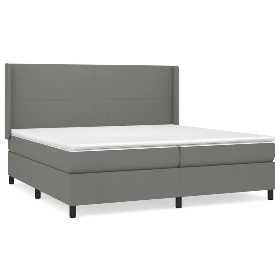 Sommier à lattes de lit avec matelas Gris foncé 200x200cm Tissu - 2