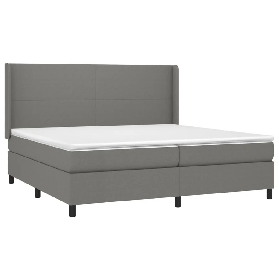 Sommier à lattes de lit avec matelas Gris foncé 200x200cm Tissu - 3