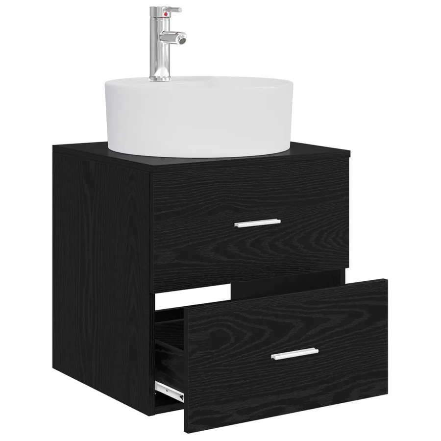 Vanité de lavabo mural Chêne noir 49,5 x 44,5 x 65 cm - 3