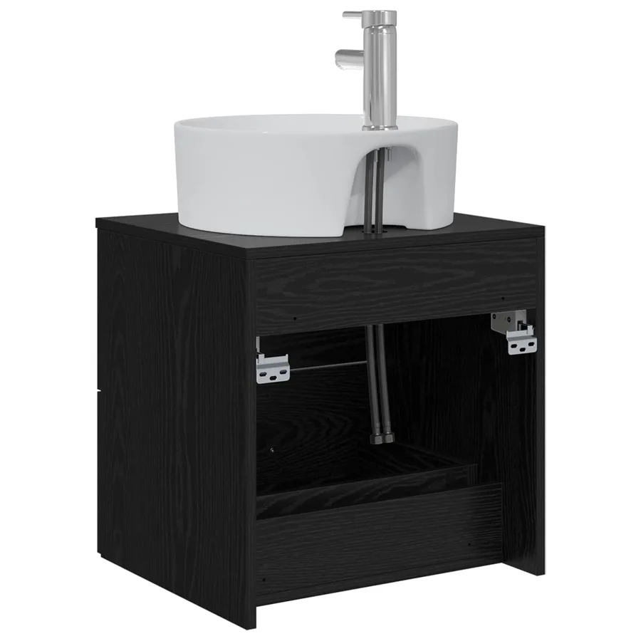 Vanité de lavabo mural Chêne noir 49,5 x 44,5 x 65 cm - 5
