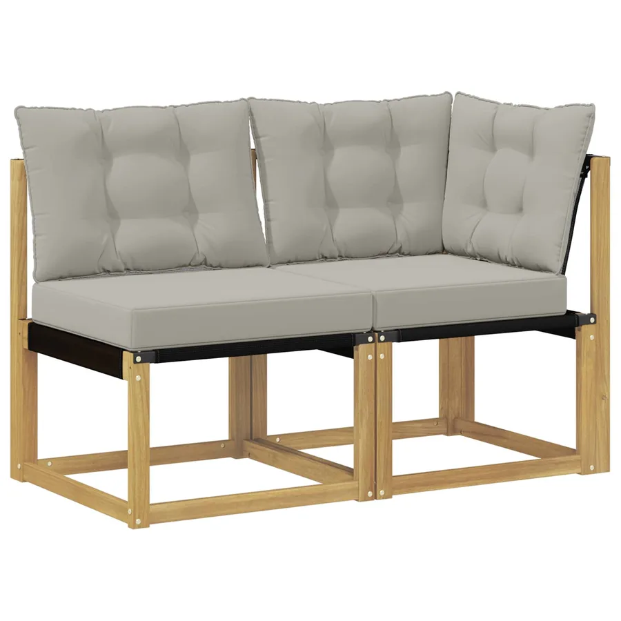 Canapé d’extérieur milieu et coin avec coussin 2 Pièce Blanc - 2
