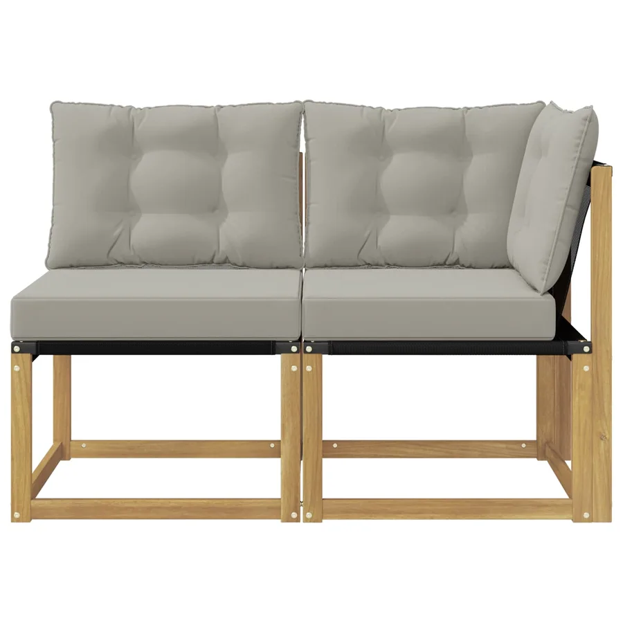 Canapé d’extérieur milieu et coin avec coussin 2 Pièce Blanc - 5