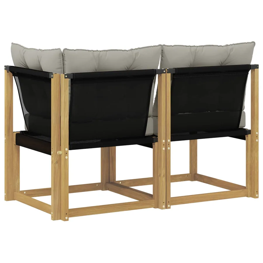 Canapé d’extérieur milieu et coin avec coussin 2 Pièce Blanc - 7