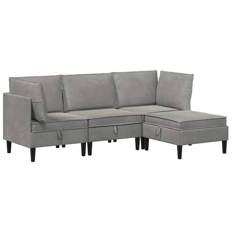 Ensemble de meubles pour le salon 4 pcs Gris clair Velours - 2
