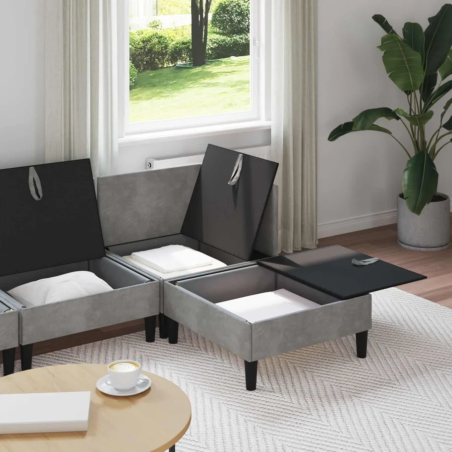Ensemble de meubles pour le salon 4 pcs Gris clair Velours - 3