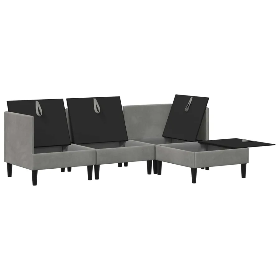 Ensemble de meubles pour le salon 4 pcs Gris clair Velours - 4