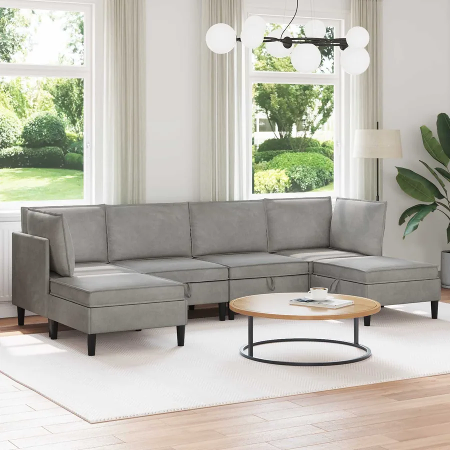 Ensemble de meubles pour le salon 6 pcs Gris clair Velours