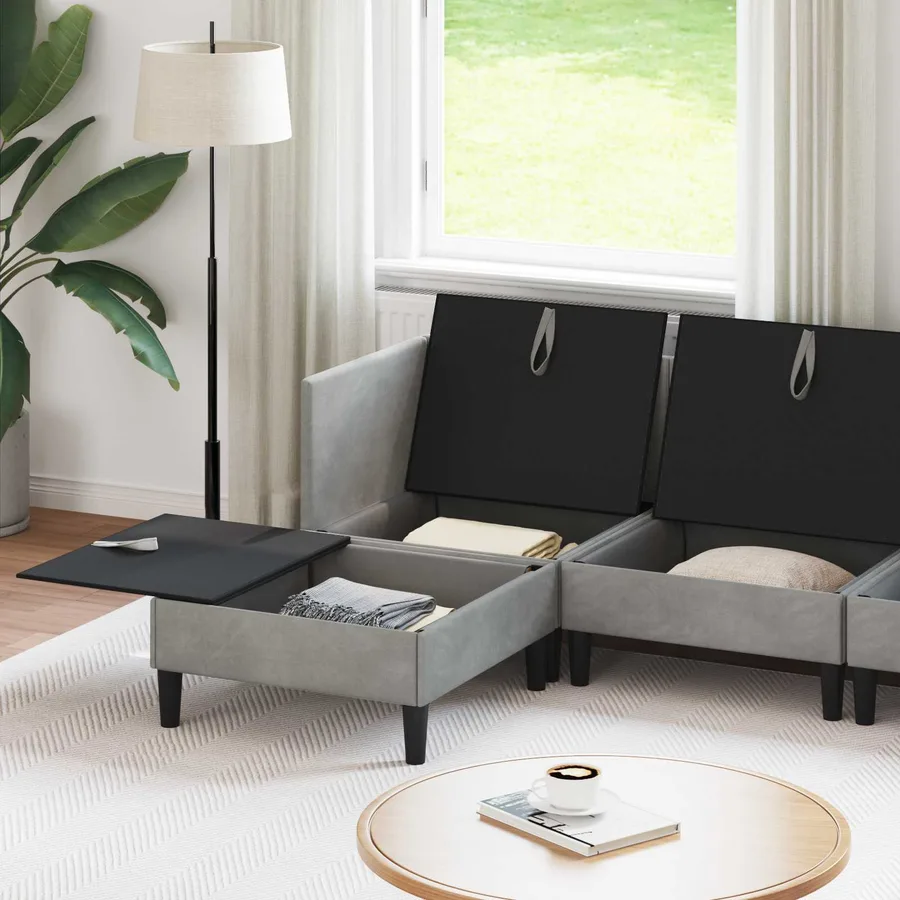 Ensemble de meubles pour le salon 6 pcs Gris clair Velours - 3