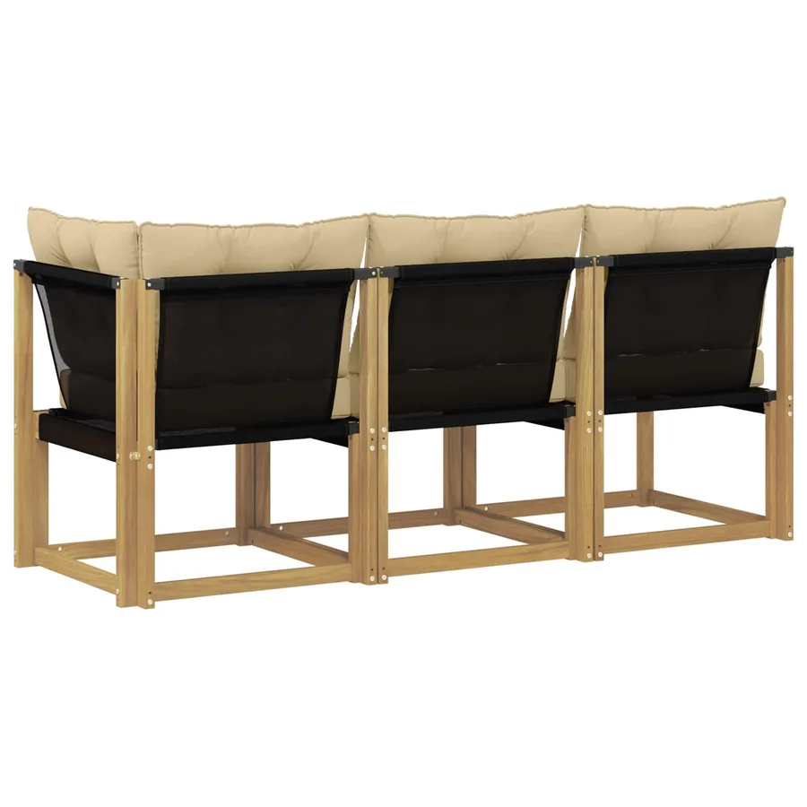 Canapé d’extérieur milieu et coin avec coussin 3 Pièce Blanc - 7
